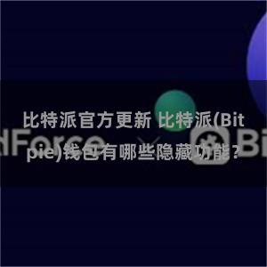 比特派官方更新 比特派(Bitpie)钱包有哪些隐藏功能？